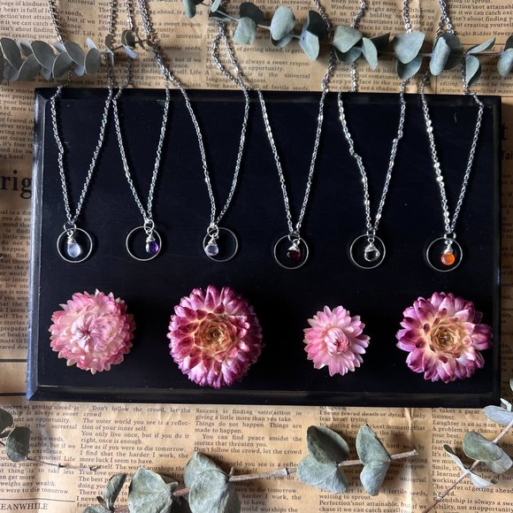 Gemstone Hoop Necklace - Picture 2 of 7